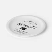 Lässige Graduate-Handgeschriebene Skriptgratulatio Pappteller (Schrägansicht)