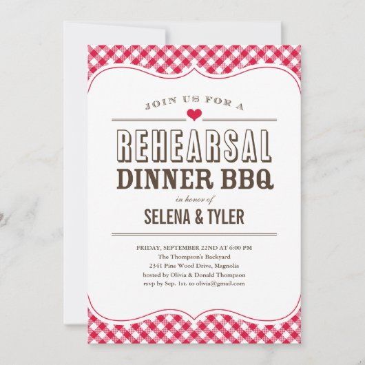 Lässige GRILLEN Proben-Abendessen-Einladungen Einladung (Vorderseite)