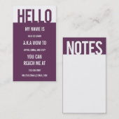 Lässige Hallo-Mami-Karte / Rufkarte Telefonnummerkarte (Vorne/Hinten)