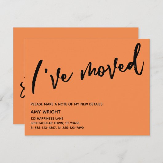 Lässige Hand Ich habe Orange neue Adresskarte vers Mitteilungskarte (Vorne/Hinten)