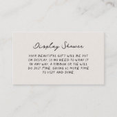 Lässige, handgeschriebene Display-Dusche Begleitkarte (Vorderseite)