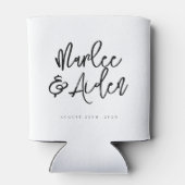 Lässige handgeschriebene Personalisierte Hochzeit Dosenkühler (Rückseite)