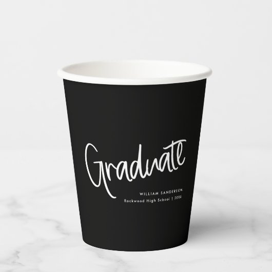 Lässige handgeschriebene Script-Abschlüsse in Schw Pappbecher (Vorderseite)