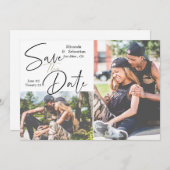 Lässige handgeschriebene Typografie 2 Foto Save The Date (Vorne/Hinten)