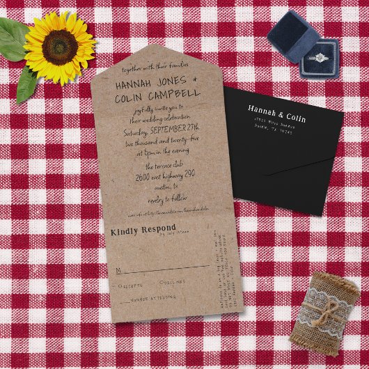 Lässige handgeschriebene Typografie Kraft All In One Einladung