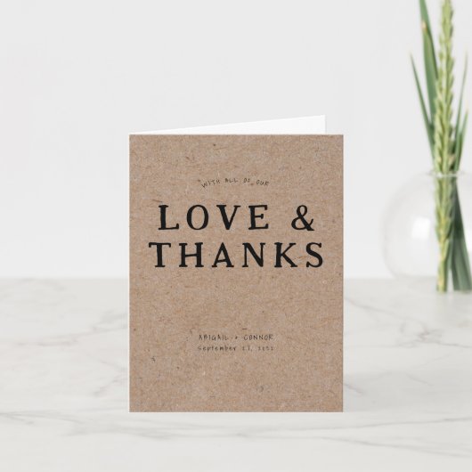 Lässige handgeschriebene Typografie Kraft Dankeskarte (Vorderseite)