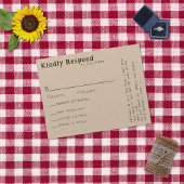 Lässige handgeschriebene Typografie-Kraft-Menü-RSV RSVP Karte