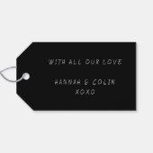 Lässige handgeschriebene Typografie weiß und schwa Geschenkanhänger (Rückseite Horizontal)