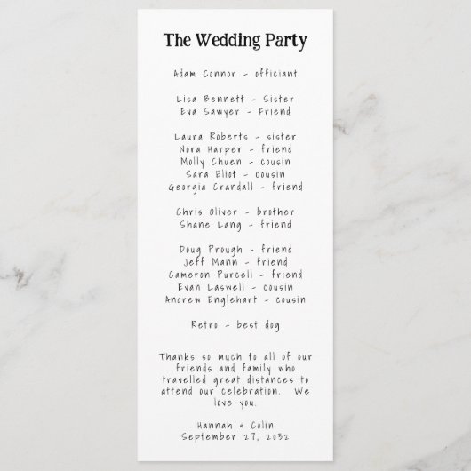 Lässige handgeschriebene Typografie weiß und schwa Programm (Rückseite)