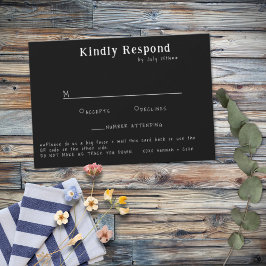 Lässige handgeschriebene Typografie weiß und schwa RSVP Karte