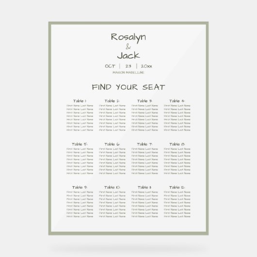 Lässige Handschreibkarte Acrylschild (Vorderseite)