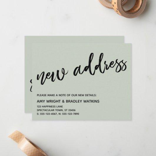 Lässige Handschrift - Ankündigung der neuen Adress (Vorderseite/Rückseite Beispiel)