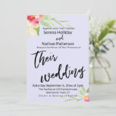 Lässige Handschrift bemalt Blumenlavender Wedding Einladung (Stehend Vorderseite)