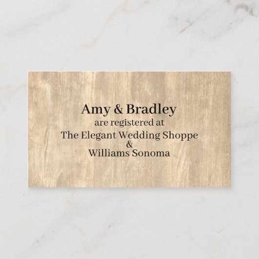 Lässige Handschrift bleich rustikales Holzgeschenk Begleitkarte (Rückseite)