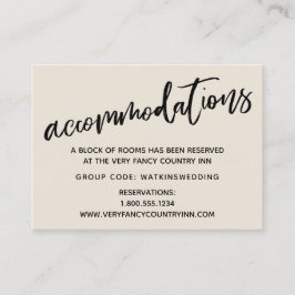 Lässige Handschrift, Creme Wedding Unterkünfte Begleitkarte