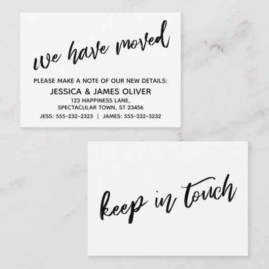 Lässige Handschrift Einfach umgezogen Handout-Kart Visitenkarte (Vorne/Hinten)