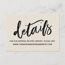 Lässige Handschrift Einfache Hochzeitsdetails Crem Begleitkarte