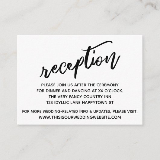 Lässige Handschrift Einfache Hochzeitsempfehlung Begleitkarte (Vorderseite)