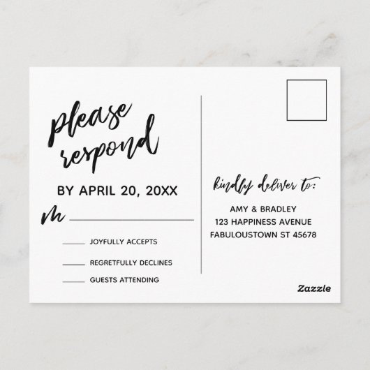 Lässige Handschrift Einfache Schwarzweiß-UAWG Postkarte (Rückseite)