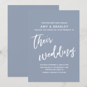 Lässige Handschrift Einfache staubblaue Hochzeit Einladung