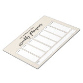 Lässige Handschrift Einfacher Wochenplaner, Creme Notizblock (angewinkelt)