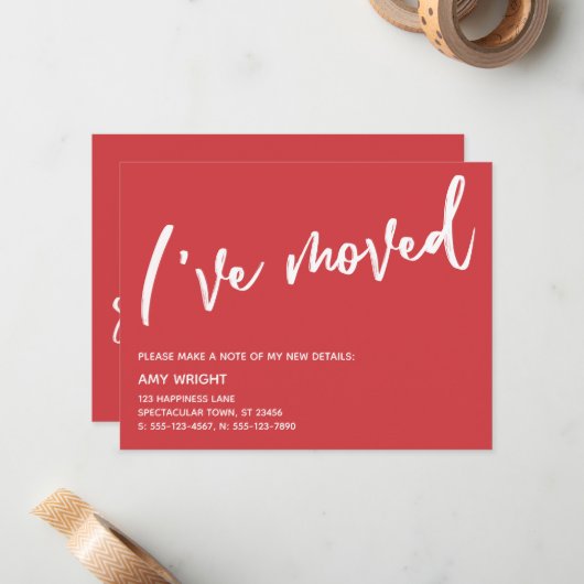 Lässige Handschrift: Flame Red & White übertragen Mitteilungskarte (Vorderseite/Rückseite Beispiel)