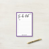 Lässige Handschrift für Lila und weiße Schriften Post-it Klebezettel (Auf Schreibtisch)