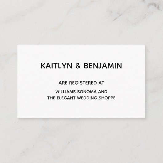 Lässige Handschrift Gold Typografy Gift Registry Begleitkarte (Rückseite)