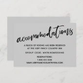 Lässige Handschrift Gray Wedding Unterkünfte Begleitkarte (Vorne/Hinten)