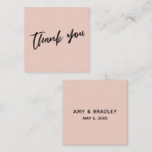 Lässige Handschrift Hochzeit Vielen Dank Blush Pin Begleitkarte (Vorne/Hinten)