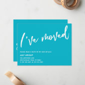 Lässige Handschrift Ich habe Scuba Blue & White üb Mitteilungskarte (Vorderseite/Rückseite Beispiel)