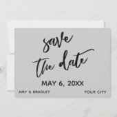 Lässige Handschrift Light Gray Wedding Typografy Save The Date (Vorderseite)
