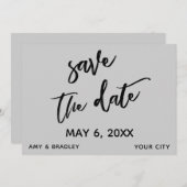 Lässige Handschrift Light Gray Wedding Typografy Save The Date (Vorne/Hinten)