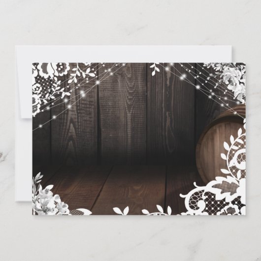 Lässige Handschrift Lights Lace & White Blume Save The Date (Rückseite)