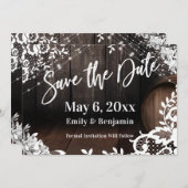 Lässige Handschrift Lights Lace & White Blume Save The Date (Vorne/Hinten)