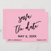 Lässige Handschrift Medium Pink Wedeltypografie Save The Date (Vorne/Hinten)
