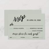 Lässige Handschrift Menü Wahl Hochzeitsnacht Grün RSVP Karte (Vorne/Hinten)