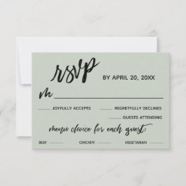 Lässige Handschrift Menü Wahl Hochzeitsnacht Grün RSVP Karte