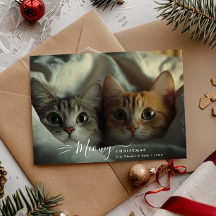 Lässige Handschrift Meowy Christmas Foto Overlay Feiertagskarte