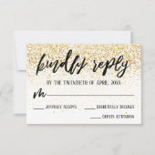Lässige Handschrift mit Imitate Gold Confetti Wedd RSVP Karte (Vorderseite)