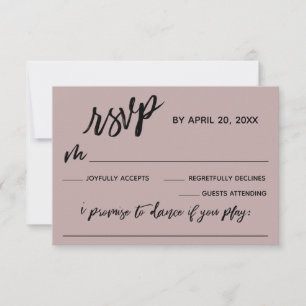 Lässige Handschrift mit Song Request Dusty Rose Pi RSVP Karte