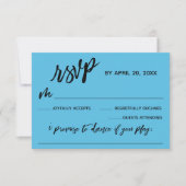 Lässige Handschrift mit Song Request Hübsch Blue RSVP Karte (Vorderseite)
