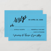 Lässige Handschrift mit Song Request Hübsch Blue RSVP Karte (Vorne/Hinten)