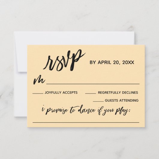 Lässige Handschrift mit Song Request Peach RSVP Karte (Vorderseite)