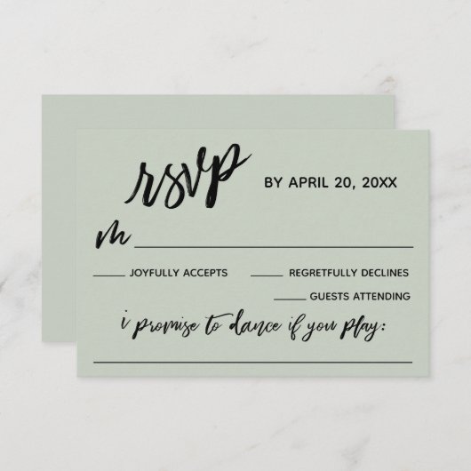 Lässige Handschrift mit Song Request Wedding RSVP Karte (Vorne/Hinten)