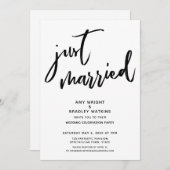 Lässige Handschrift nur verheiratet Hochzeitsempfa Einladung (Vorne/Hinten)