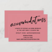 Lässige Handschrift Rosa Hochzeitsunterkünfte Begleitkarte (Vorne/Hinten)