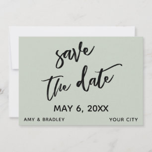 Lässige Handschrift Sage Green Hochzeitstypografie Save The Date
