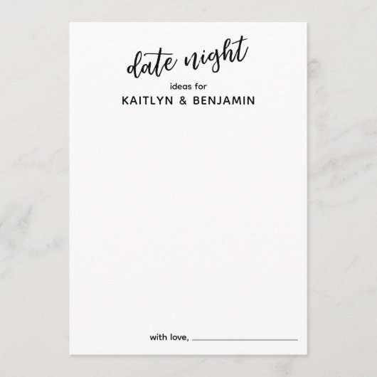 Lässige Handschrift Typografie Datum Nachtideen Hinweiskarte (Vorderseite)