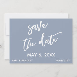 Lässige Handschrift Typografie Dusty Blue Wedding Save The Date